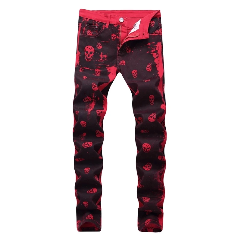2023 New Men Jeans Red White Skull Pattern Printed Punk Slim Fit Motorcycle Biker Jeans Skinny Cotton Denim Pants Dropshipping
2023 New Men Jeans Red White Skull Pattern Printed Punk Slim Fit Motorcycle Biker Jeans Skinny Cotton Denim Pants Dropshipping
