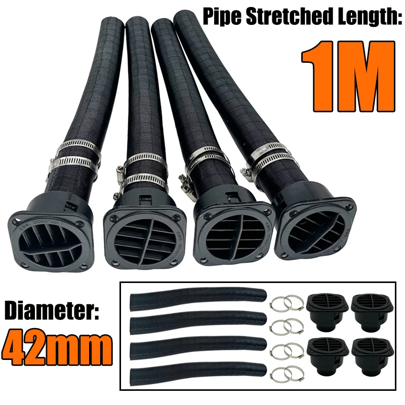 42mm Car Air Diesel Parking Heater Accessories 4x Air Outlet Vent + 4x Warm Duct Pipe + 8x Clamps For Webasto Eberspacher Truck
42mm Car Air Diesel Parking Heater Accessories 4x Air Outlet Vent + 4x Warm Duct Pipe + 8x Clamps For Webasto Eberspacher Truck