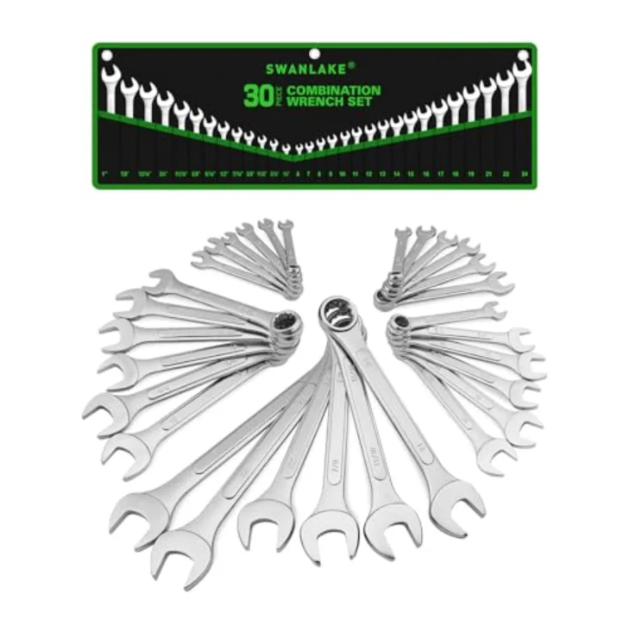 30-Piece Combination Wrench Set, Metric 6mm-24mm and SAE (1''-1/4"), Standard Spanner Wrench Set, Mechanic Tool Sets with Rolli
30-Piece Combination Wrench Set, Metric 6mm-24mm and SAE (1''-1/4"), Standard Spanner Wrench Set, Mechanic Tool Sets with Rolli