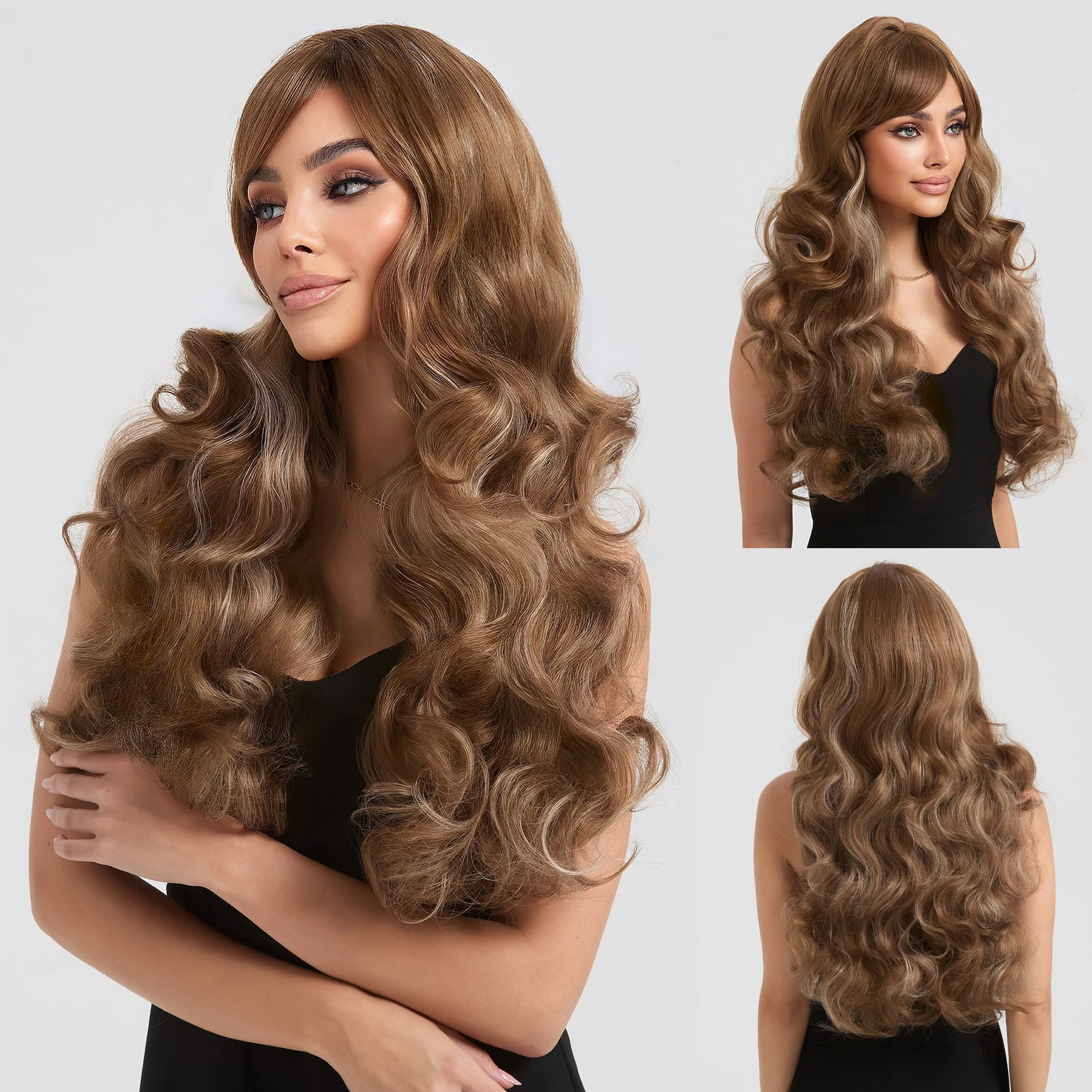 JOVIA Brown gradient highlighted long curly hair with a slanted fringe and large waves Synthetic wig everyday cosplay
JOVIA Brown gradient highlighted long curly hair with a slanted fringe and large waves Synthetic wig everyday cosplay