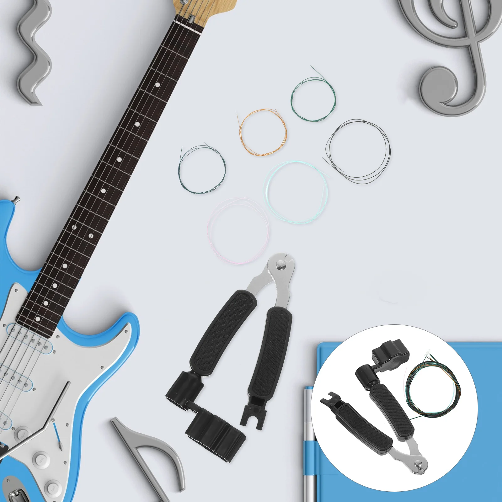 1Set Guitar Strings Changing Kit Multipurpose Durable Plastic Tool for String Winder Cutter Pin Puller Guitar Repair Maintenance
1Set Guitar Strings Changing Kit Multipurpose Durable Plastic Tool for String Winder Cutter Pin Puller Guitar Repair Maintenance