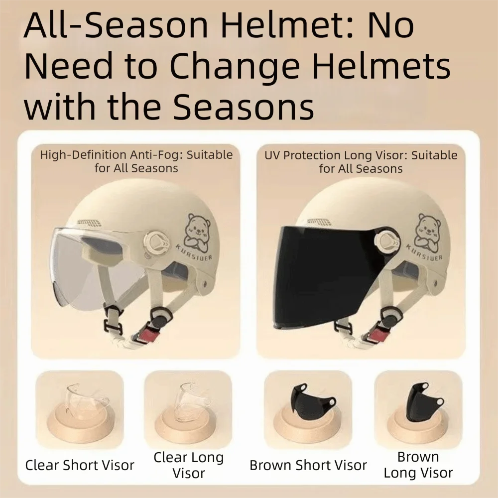 New Cartoon Bear Electric Bicycle Helmet With Goggles Wear-resistant Motorcycle Headwear Sturdy Safety Helmet All-Season
New Cartoon Bear Electric Bicycle Helmet With Goggles Wear-resistant Motorcycle Headwear Sturdy Safety Helmet All-Season