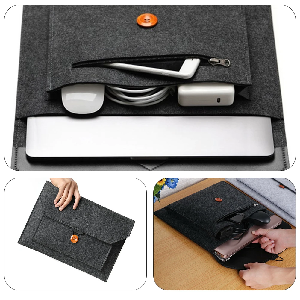 Premium Felt Laptop Pouch Button Closure Protective Sleeve for Notebook Tablet Computer Storage Bag Lightweight Portable Case
Premium Felt Laptop Pouch Button Closure Protective Sleeve for Notebook Tablet Computer Storage Bag Lightweight Portable Case
