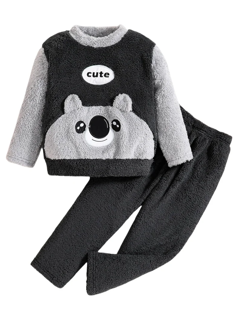 Children's fall fashion boys' cashmere suit Black bear pattern + black cashmere pants 2 pieces
Children's fall fashion boys' cashmere suit Black bear pattern + black cashmere pants 2 pieces