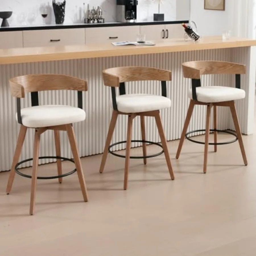 Swivel Bar Stools Set of 3, 26" Counter Height Bar Stool with Footrest Modern Wood Barstools with Linen Upholstered Seat Counte
Swivel Bar Stools Set of 3, 26" Counter Height Bar Stool with Footrest Modern Wood Barstools with Linen Upholstered Seat Counte