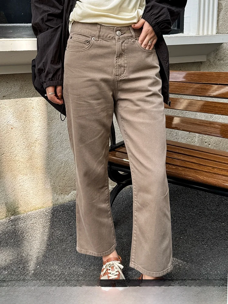 Khaki Straight Leg Wide Leg Jeans Women's Narrow Version Summer New Arrival Casual Pants Natural Waist Button Cotton Blend
Khaki Straight Leg Wide Leg Jeans Women's Narrow Version Summer New Arrival Casual Pants Natural Waist Button Cotton Blend
