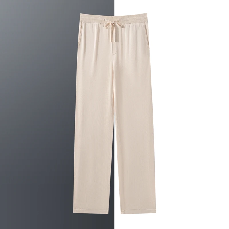 High-End Worsted 100%Mulberry Silk Trousers Men's Straight Casual Pants Solid Color Thin Elastic Waist Loose Soft Knitwear Pants
High-End Worsted 100%Mulberry Silk Trousers Men's Straight Casual Pants Solid Color Thin Elastic Waist Loose Soft Knitwear Pants