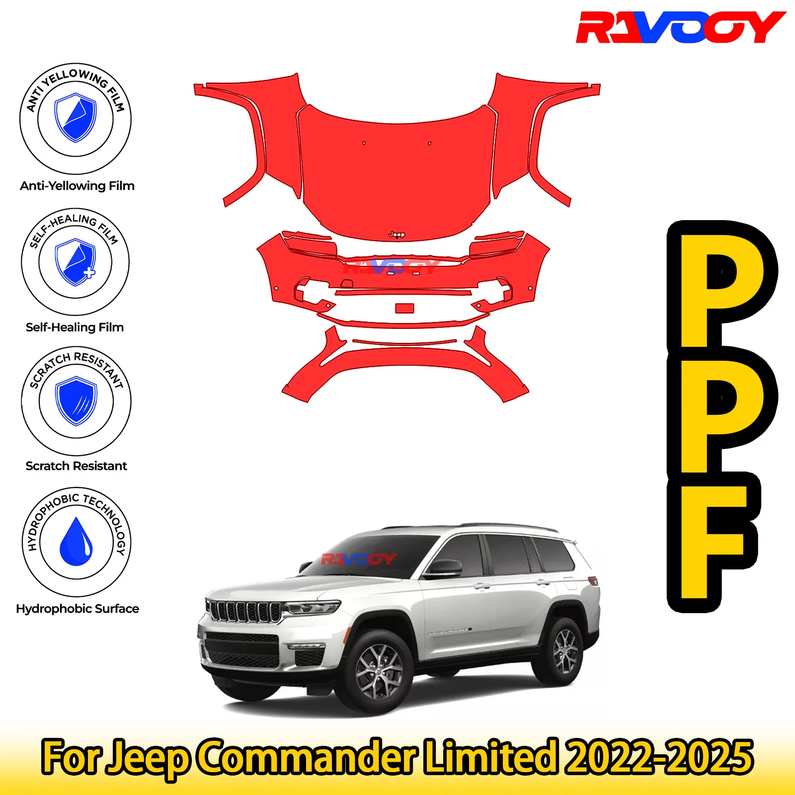 For Jeep Commander Limited 2022-2025 Glossy Matte Black Precut front PPF Kit Paint Protection Film
For Jeep Commander Limited 2022-2025 Glossy Matte Black Precut front PPF Kit Paint Protection Film