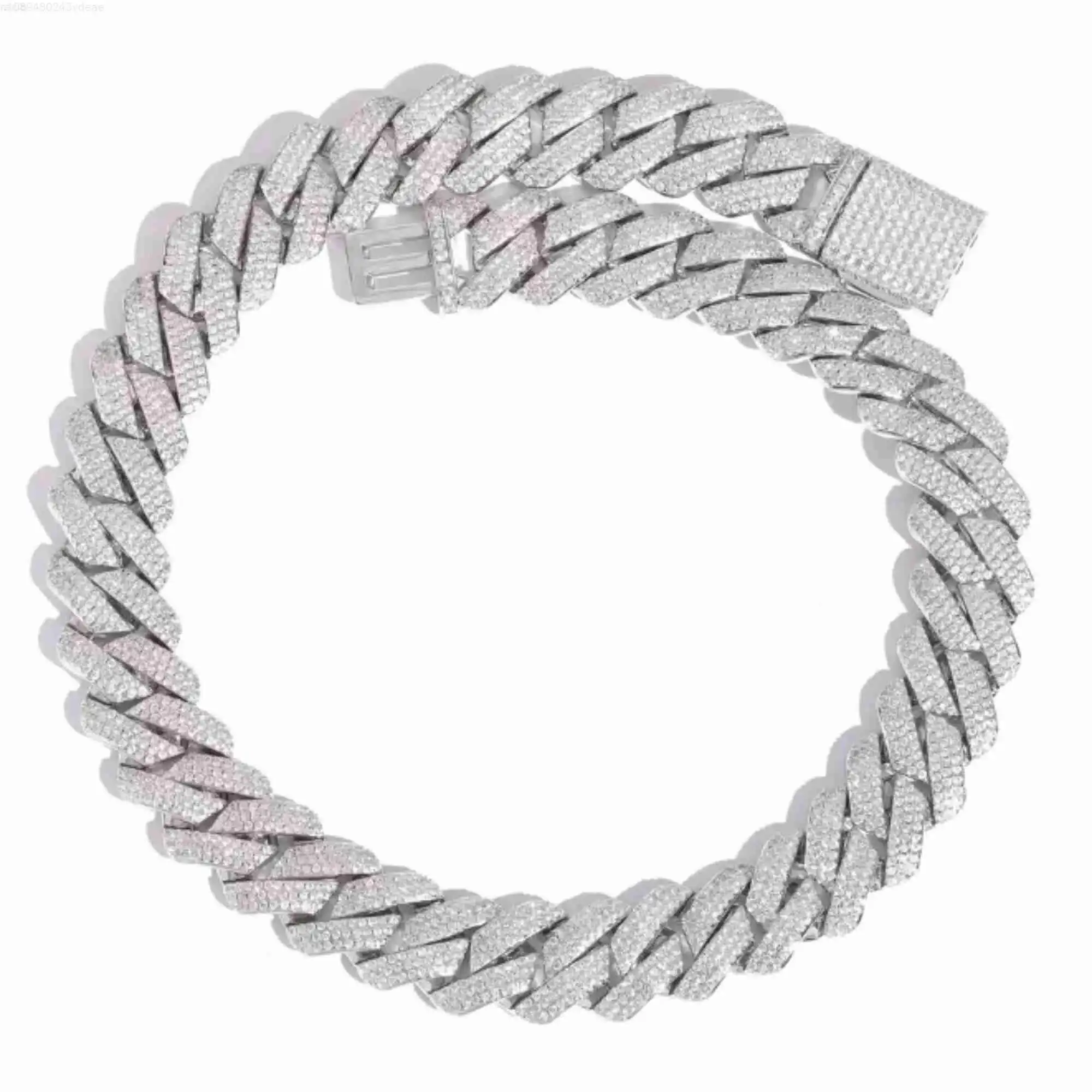 High Quality Customized 14mm Cuban Link Chain Iced Solid Pattern Rhodium Plated 925 Sterling Silver Featuring Moissanite Diamond
High Quality Customized 14mm Cuban Link Chain Iced Solid Pattern Rhodium Plated 925 Sterling Silver Featuring Moissanite Diamond