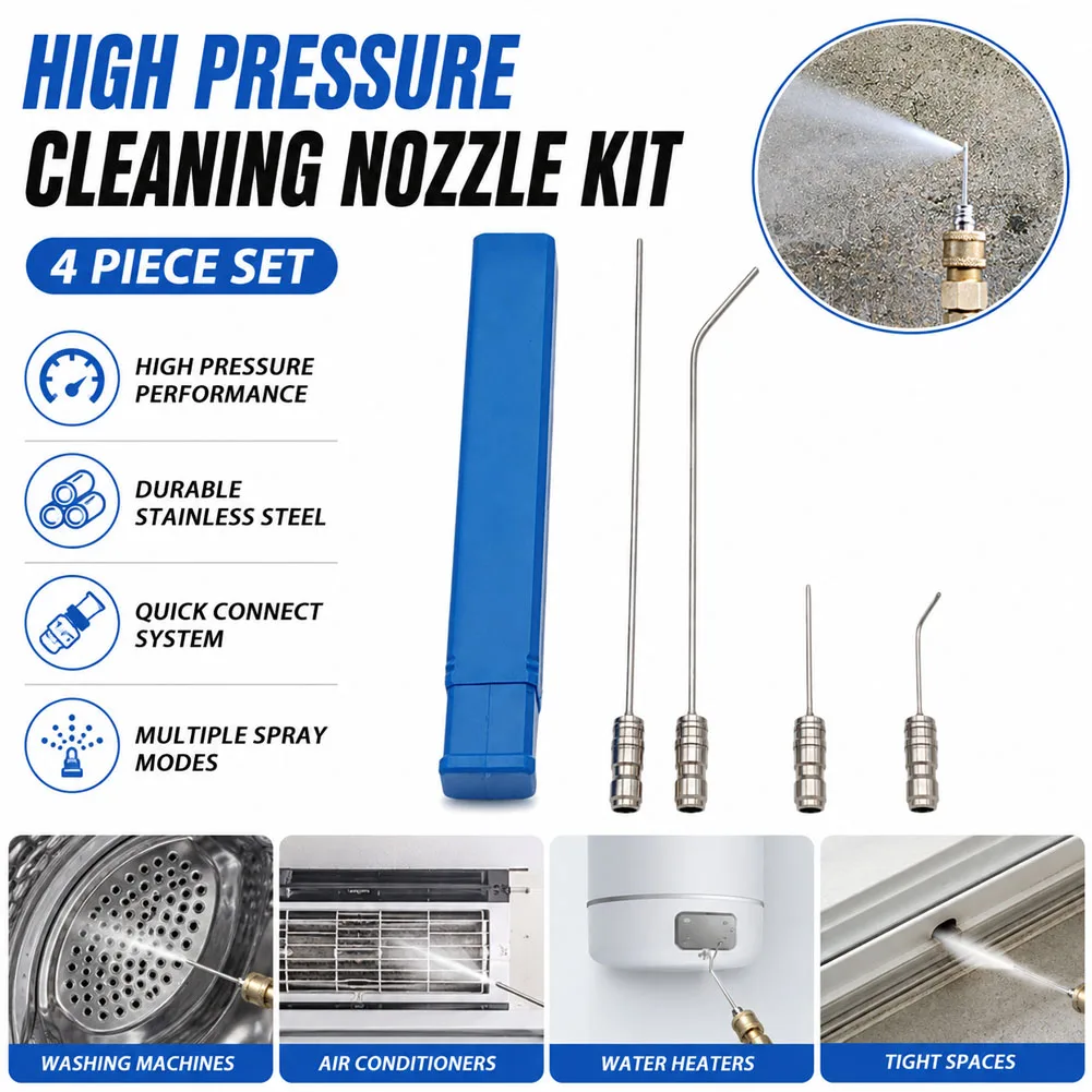 4Pcs Cleaning Nozzle Water Gun High Pressure Needle Nozzle Straight/Side Jet For AC & Car Washer Tanks Gap Deep-Cleaning
4Pcs Cleaning Nozzle Water Gun High Pressure Needle Nozzle Straight/Side Jet For AC & Car Washer Tanks Gap Deep-Cleaning