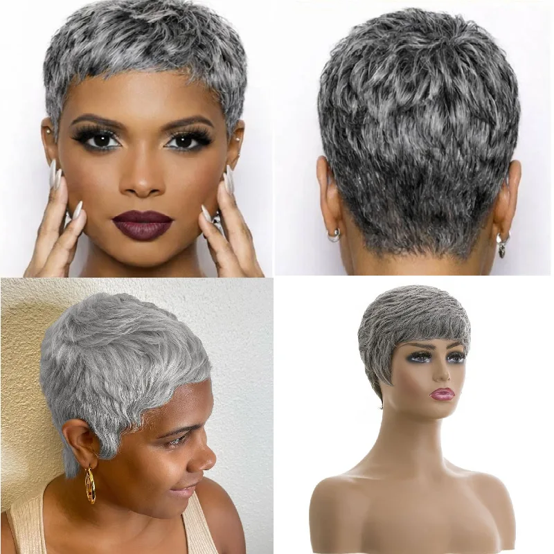 Light Gray Short Straight Human Hair Grey Short Pixie Cut Wig Fluffy Synthetic Hair for Black & White Women Daily
Light Gray Short Straight Human Hair Grey Short Pixie Cut Wig Fluffy Synthetic Hair for Black & White Women Daily