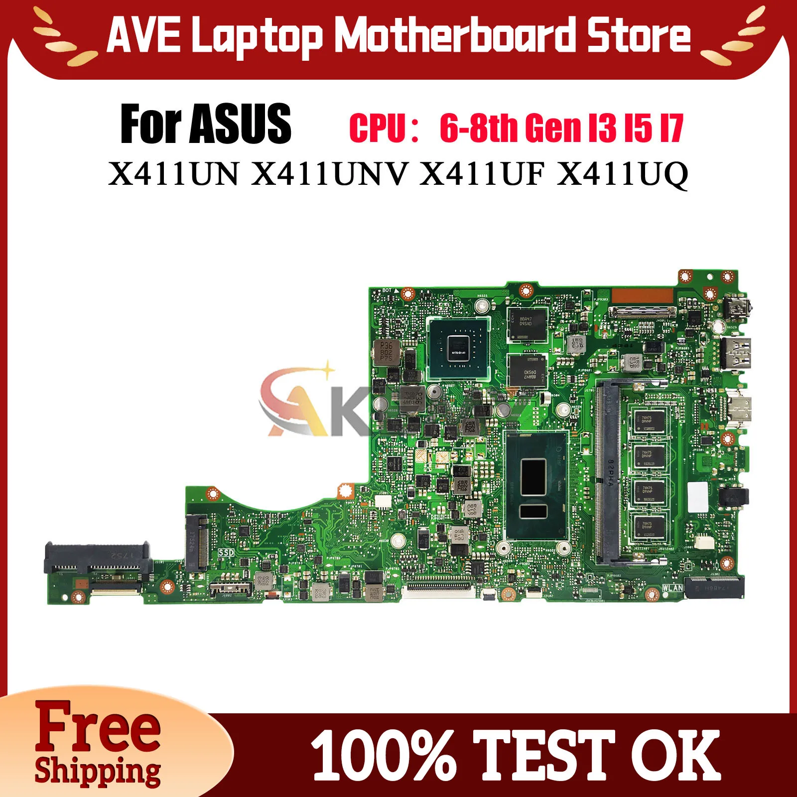 X411UV Laptop Motherboard For ASUS VivoBook X411UF X411UV S4000V X411UQ X411UNV r421u S4200U X411UN X411U Mainboard I3 I5 I7 CPU
X411UV Laptop Motherboard For ASUS VivoBook X411UF X411UV S4000V X411UQ X411UNV r421u S4200U X411UN X411U Mainboard I3 I5 I7 CPU