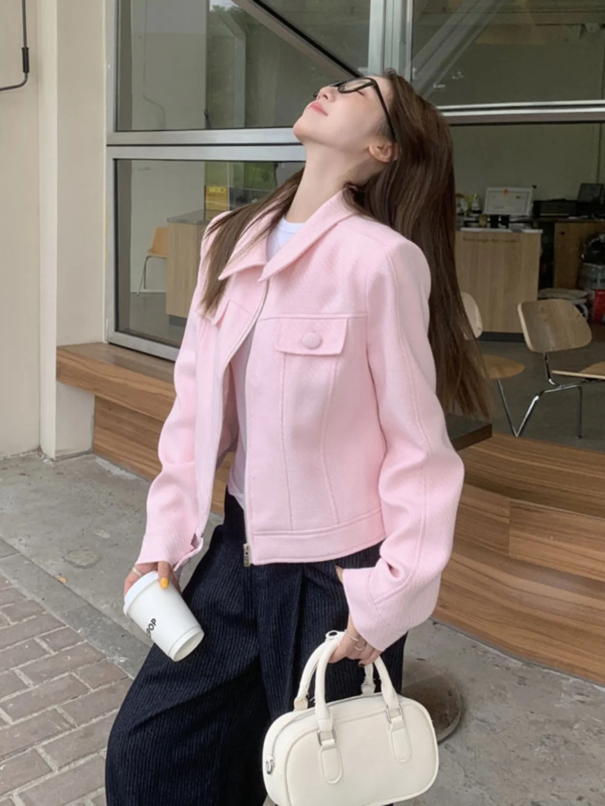 Unique Short Pink Collar Jacket High Waist Pure Color Warmth Spring Fashion for Small Figures Women's Premium Feel Outerwear
Unique Short Pink Collar Jacket High Waist Pure Color Warmth Spring Fashion for Small Figures Women's Premium Feel Outerwear