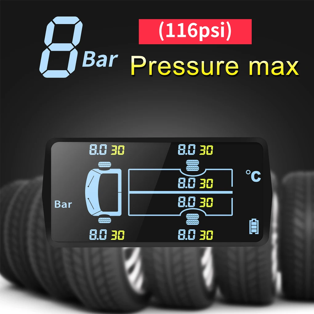 Solar Car RV Truck LCD TPMS Tire Pressure Monitoring System With 6 External Sensors Wireless 180° Adjustable Bracket Waterproof
Solar Car RV Truck LCD TPMS Tire Pressure Monitoring System With 6 External Sensors Wireless 180° Adjustable Bracket Waterproof