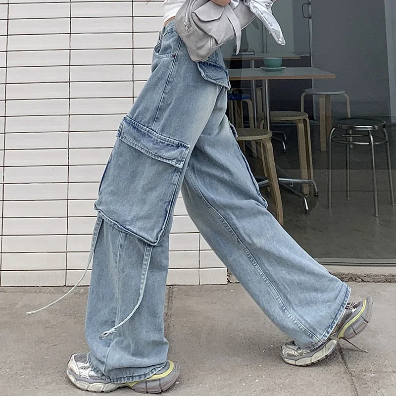 Vintage Washed Pocket Cargo Jeans Women 2000s American Retro Streetwear Casual Wide Leg Denim Pants High Waist Jean Trousers
Vintage Washed Pocket Cargo Jeans Women 2000s American Retro Streetwear Casual Wide Leg Denim Pants High Waist Jean Trousers