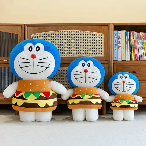 NEW 38-65cm Anime Cartoon Hamburger Doraemon Doll Plush Toy Girl Sleeping Doraemon Pillow Kawaii Birthday Gift Doll Children Toy