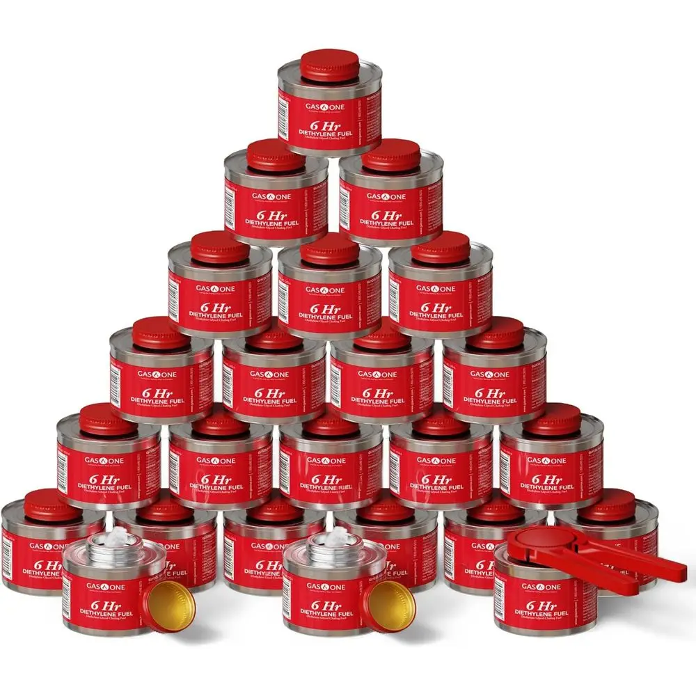 24-Pack 6-Hour Chafing Dish Fuel - Reusable Buffet Warmer with Wick and Lid Opener
24-Pack 6-Hour Chafing Dish Fuel - Reusable Buffet Warmer with Wick and Lid Opener