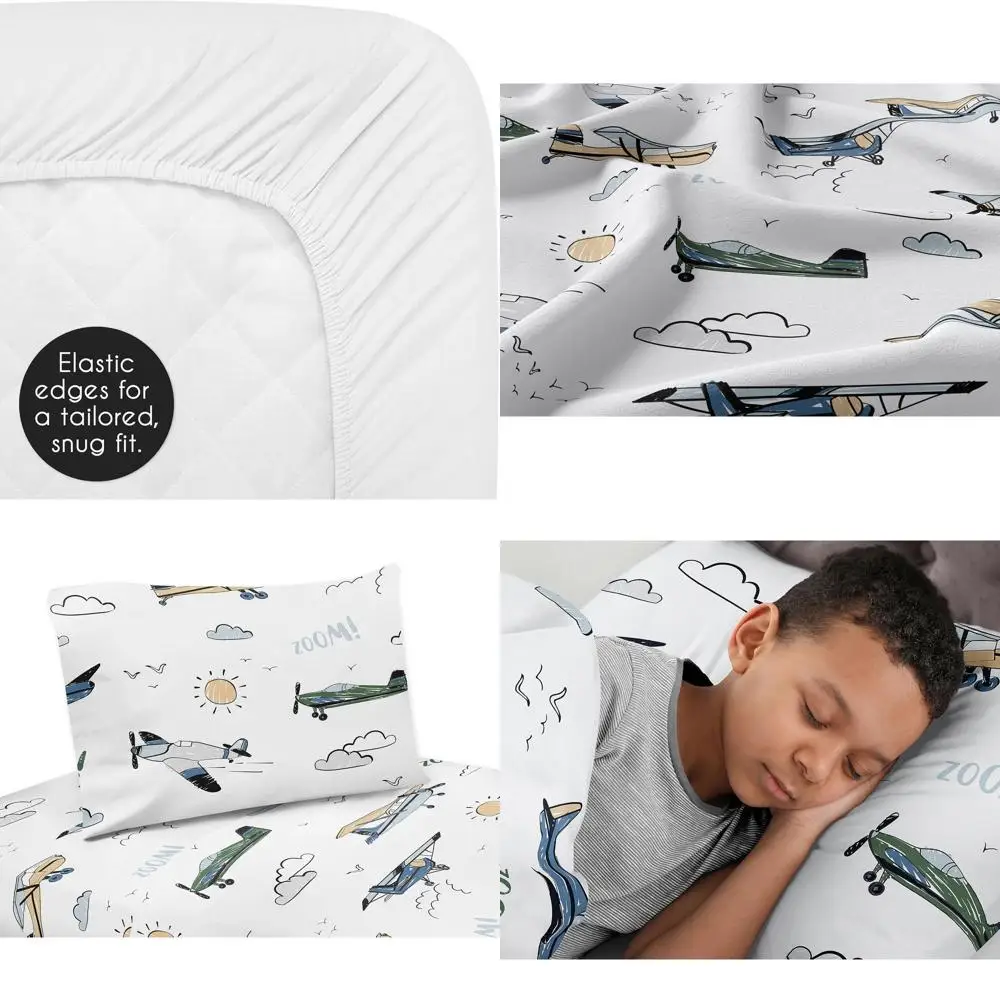 Airplane Themed Queen Sheet Set with Pillow Covers, Suitable for Kids and Adults, 4pc in Grey, Green, Blue, White, with Airplane
Airplane Themed Queen Sheet Set with Pillow Covers, Suitable for Kids and Adults, 4pc in Grey, Green, Blue, White, with Airplane