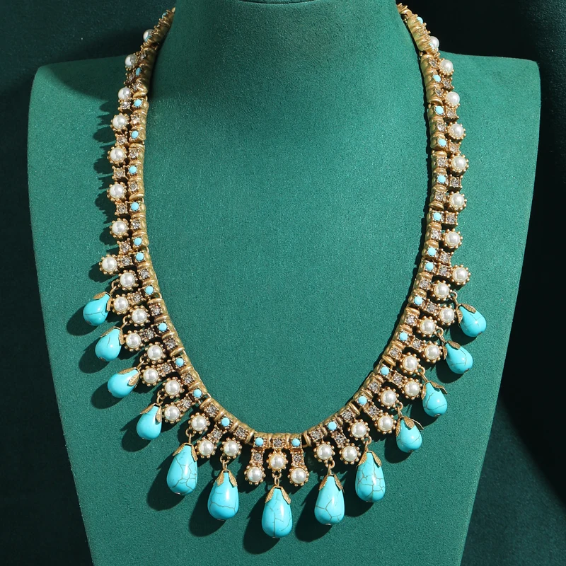 Vintage Turquoise Choker Necklaces Tassel Woman 2026 Beads Water Drop Rhinestone Luxury Gold Color Birthday Jewelry Accessories
Vintage Turquoise Choker Necklaces Tassel Woman 2026 Beads Water Drop Rhinestone Luxury Gold Color Birthday Jewelry Accessories