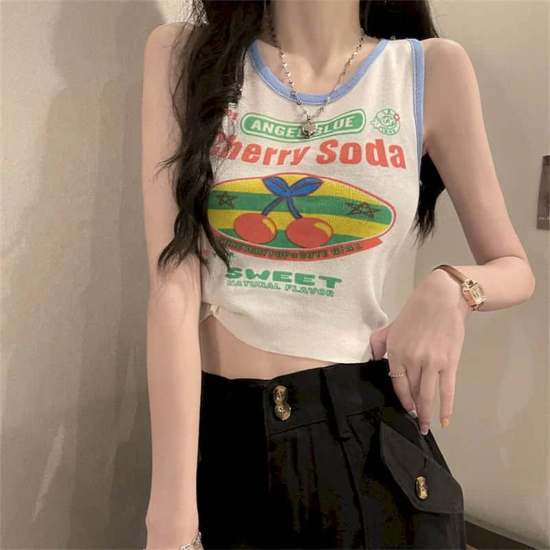 Knitted Vests Women Summer Printed O-neck Cropped Undershirt American Style Vintage Casual Sleeveless Tight Tanks Women Clothing
Knitted Vests Women Summer Printed O-neck Cropped Undershirt American Style Vintage Casual Sleeveless Tight Tanks Women Clothing