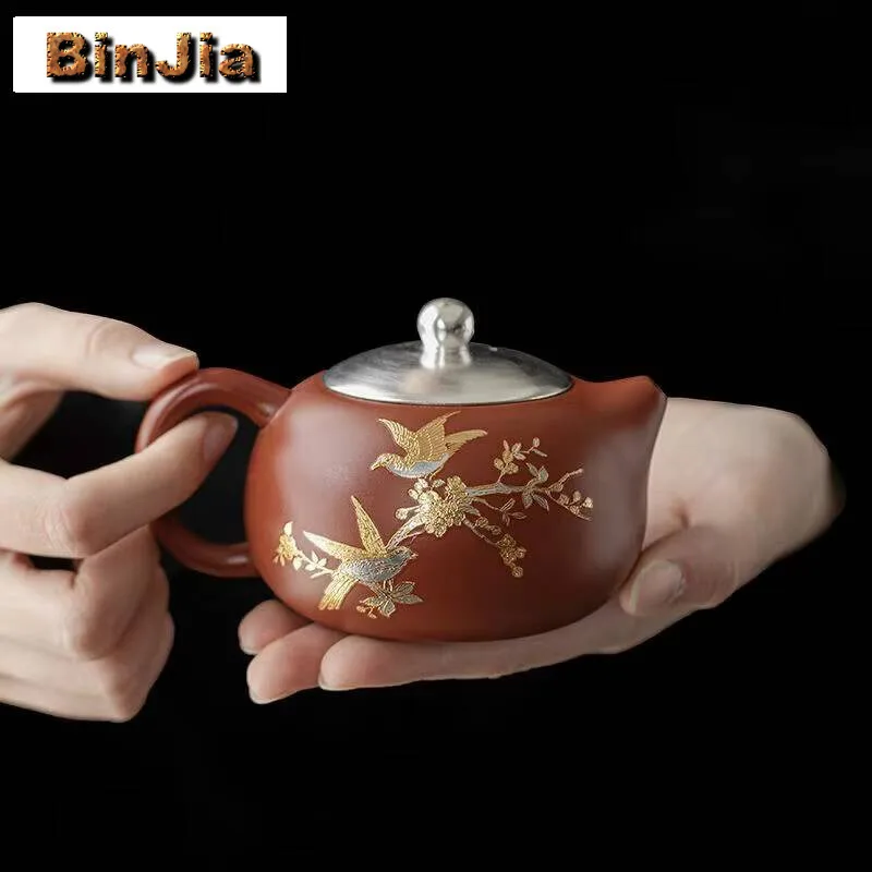 190Ml Authentic Purple Clay Bird And Flower Teapot Large Capacity Xishi Pot Aesthetic Tea Soaking Kettle Services Ornaments
190Ml Authentic Purple Clay Bird And Flower Teapot Large Capacity Xishi Pot Aesthetic Tea Soaking Kettle Services Ornaments