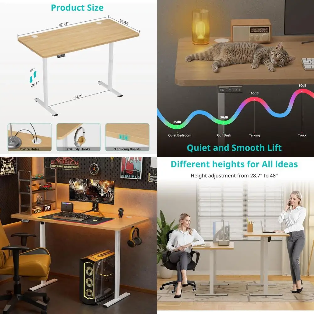 Electric Adjustable Height Sit-Stand Desk with Cable Management, 3 Memory Presets, Natural Finish
Electric Adjustable Height Sit-Stand Desk with Cable Management, 3 Memory Presets, Natural Finish
