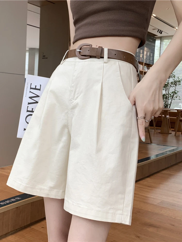 Summer Casual Women Mini Shorts with Belt Korean High Waist A-line Loose Solid Color Mini Shorts Pockets Fashion Style Pants
Summer Casual Women Mini Shorts with Belt Korean High Waist A-line Loose Solid Color Mini Shorts Pockets Fashion Style Pants