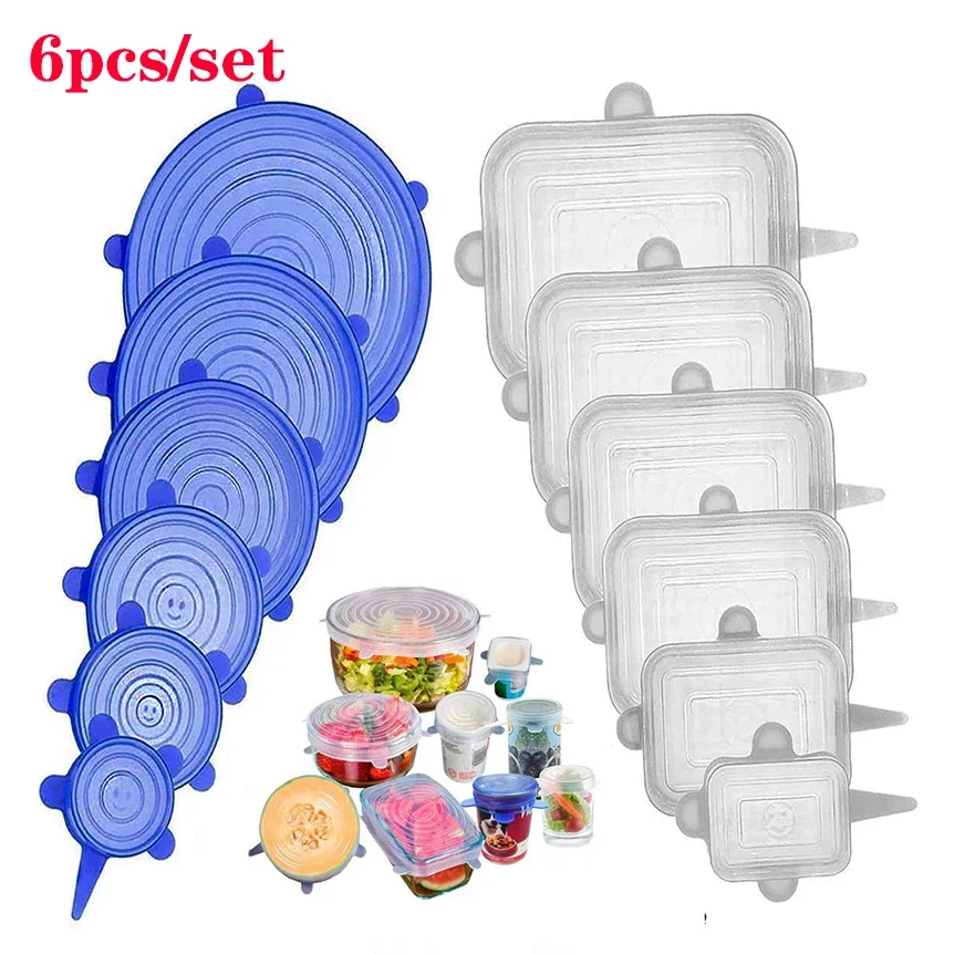 6pcs/set Silicone Covers Adaptable Silicone Lids Silicone Caps for Food Universal Dish Stretch Lids for Cans Kitchen Accessories
6pcs/set Silicone Covers Adaptable Silicone Lids Silicone Caps for Food Universal Dish Stretch Lids for Cans Kitchen Accessories