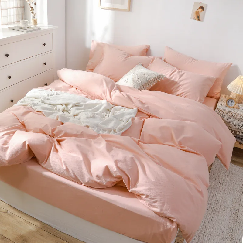 Solid Color Bedding Set 100% Cotton Soft Pink Grey Brown Bed Sheet Duvet Cover Pillowcase Single Double King Szie For Home Decor
Solid Color Bedding Set 100% Cotton Soft Pink Grey Brown Bed Sheet Duvet Cover Pillowcase Single Double King Szie For Home Decor