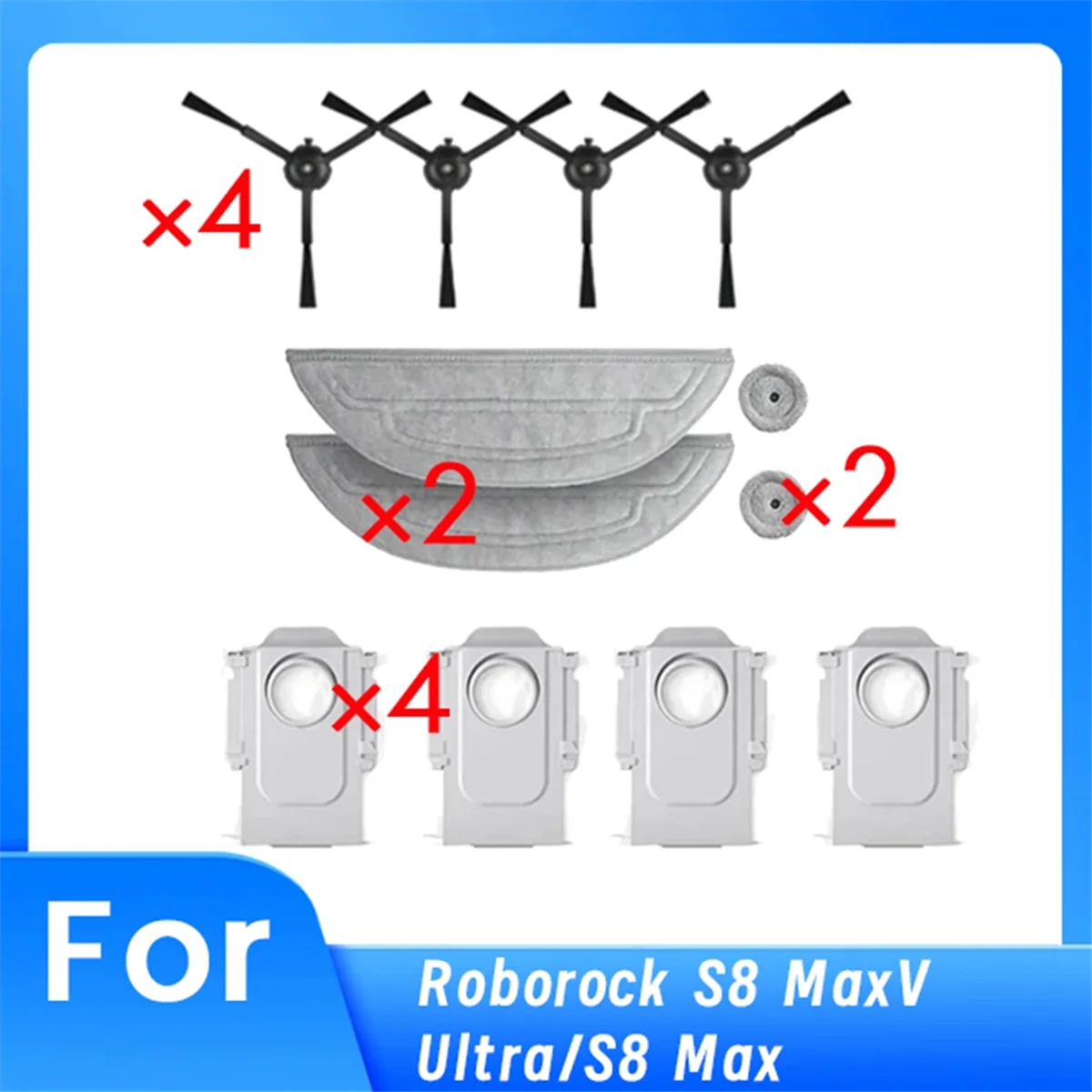 A76Z 12 Pcs for S8 MaxV Ultra/S8 Max Sweeping Robot Cleaner Parts Replacement Main Side Brush Mop Filter Set
A76Z 12 Pcs for S8 MaxV Ultra/S8 Max Sweeping Robot Cleaner Parts Replacement Main Side Brush Mop Filter Set