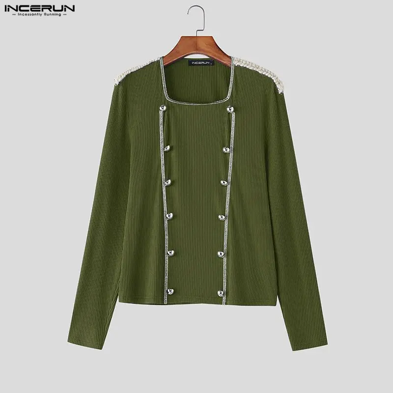 INCERUN Men T Shirt Knitted Square Collar Long Sleeve Patchwork Male Tee Tops Streetwear Fashion Casual Men Clothing Camisetas
INCERUN Men T Shirt Knitted Square Collar Long Sleeve Patchwork Male Tee Tops Streetwear Fashion Casual Men Clothing Camisetas