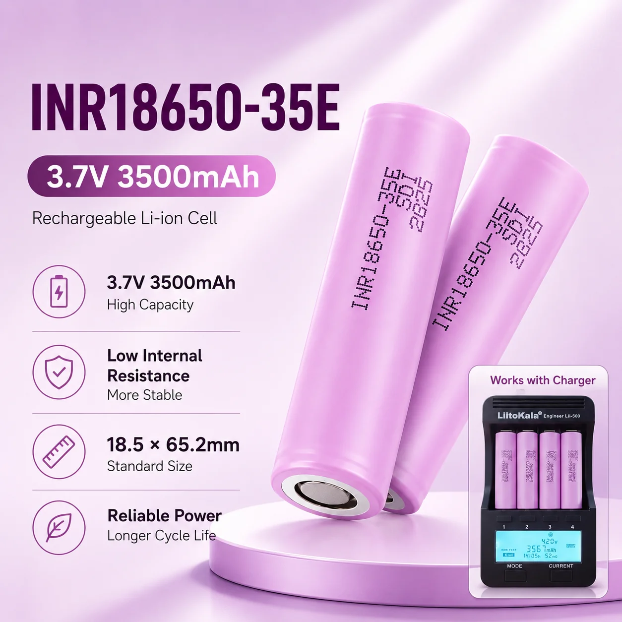 Rechargeable 18650 Lithium Battery 3500mAh 3.7V Replacement Cell for Torch Flashlight Power Equipment
Rechargeable 18650 Lithium Battery 3500mAh 3.7V Replacement Cell for Torch Flashlight Power Equipment
