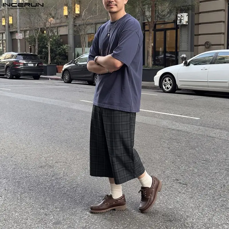 INCERUN Men's Plaid Pants Button Joggers Loose Casual Wide Leg Trousers For Man Streetwear 2026 Fashion Leisure Pants Pantalones
INCERUN Men's Plaid Pants Button Joggers Loose Casual Wide Leg Trousers For Man Streetwear 2026 Fashion Leisure Pants Pantalones
