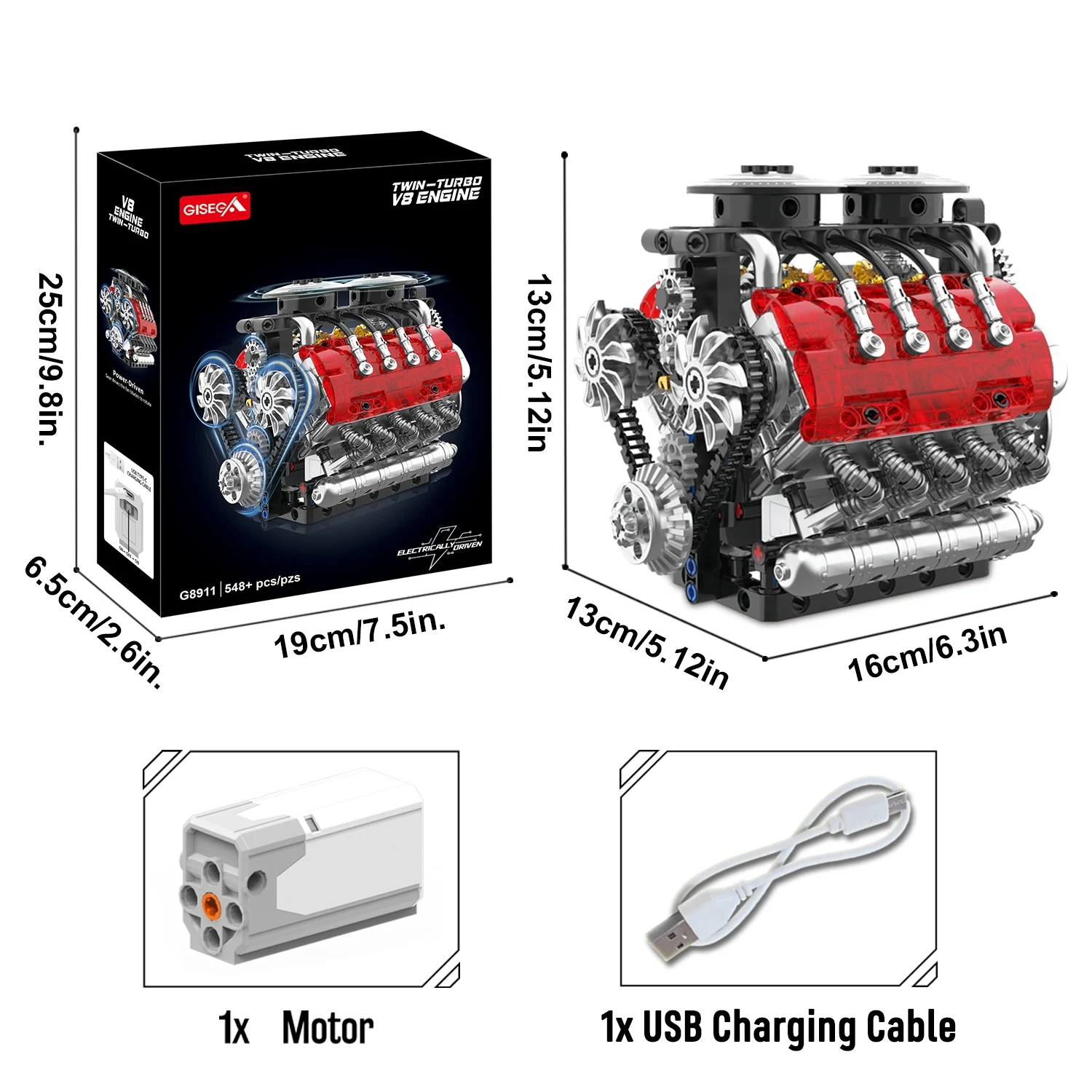 G8911 Classic Twin-turbo V8 Engine 548PCS Building Blocks Set Simulated Model Electric Power Motor Driven Boys Gift Desk Decor
G8911 Classic Twin-turbo V8 Engine 548PCS Building Blocks Set Simulated Model Electric Power Motor Driven Boys Gift Desk Decor