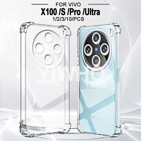 1/2/3/10 Pcs Transparent Phone Case for Vivo X100 S Pro Ultra S Spro Soft TPU Clear Shockproof Back Protevtove Luxury Cover