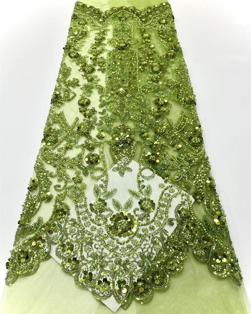 High Quality African Net Lace with Sequins Beaded Nigerian French Tulle Fabric 5 Yards for Wedding
High Quality African Net Lace with Sequins Beaded Nigerian French Tulle Fabric 5 Yards for Wedding