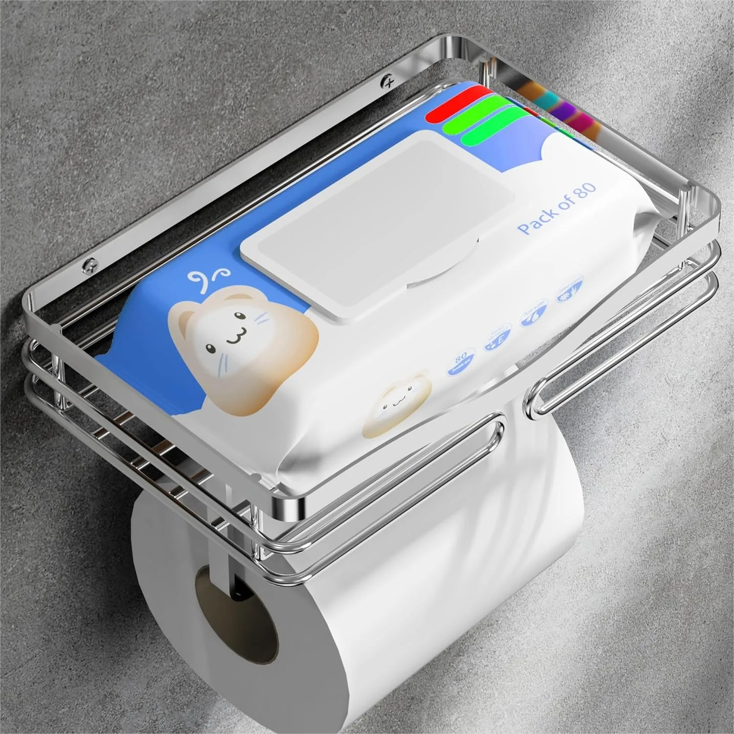 Toilet Paper Holder with Storage Shelf, Brushed, Drill-Free Mounting, Fits Large Rolls & Wet Wipes, for Small Bathroom
Toilet Paper Holder with Storage Shelf, Brushed, Drill-Free Mounting, Fits Large Rolls & Wet Wipes, for Small Bathroom