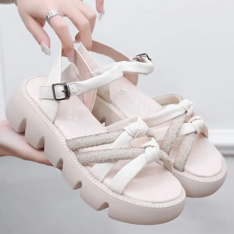 Womens Leather Sandals Summer Fish Mouth Wedge Heel Thick Sole Platform Shoes Waterproof Sandalias Mujer Verano Zapato De Tacón
Womens Leather Sandals Summer Fish Mouth Wedge Heel Thick Sole Platform Shoes Waterproof Sandalias Mujer Verano Zapato De Tacón