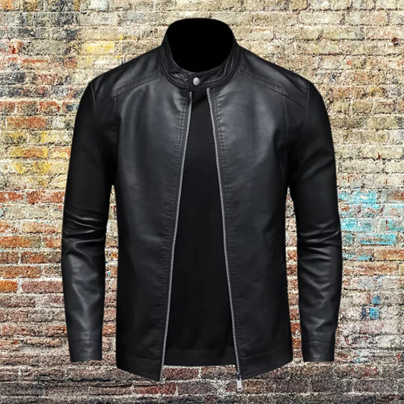Fashion Slim Motorcycle Leather Jacket Men Stand Collar Pu Leather Jackets Solid Color Causal Mens Moto Biker Suede Outerwear
Fashion Slim Motorcycle Leather Jacket Men Stand Collar Pu Leather Jackets Solid Color Causal Mens Moto Biker Suede Outerwear