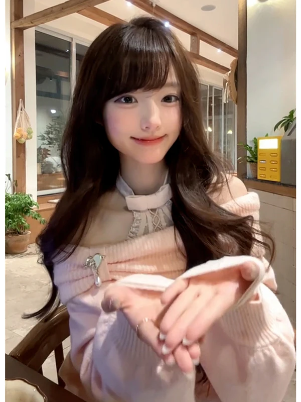 Sweet Pink Knitted Sweater Women's Winter Inner Wear Shoulder Bared Korean Style Loose Fit Soft Long Sleeve Casual Top
Sweet Pink Knitted Sweater Women's Winter Inner Wear Shoulder Bared Korean Style Loose Fit Soft Long Sleeve Casual Top