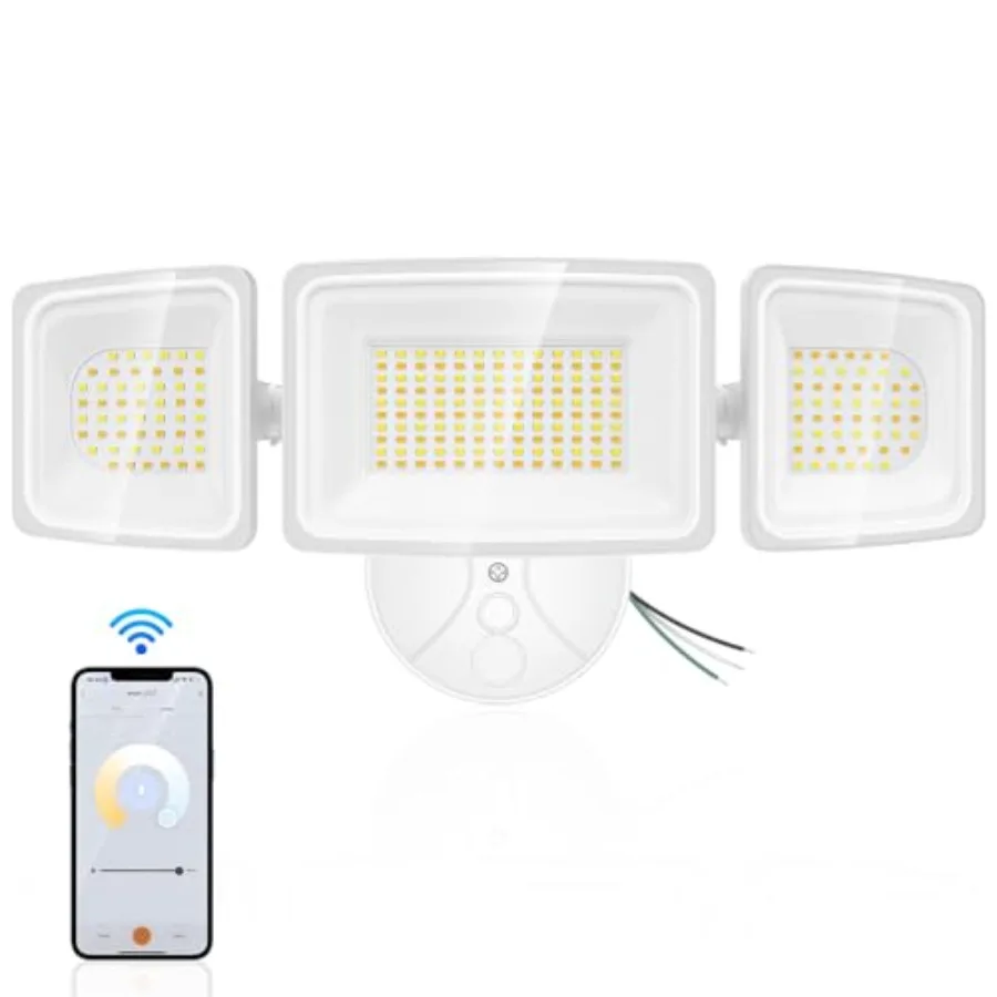 100W Smart Flood Lights Outdoor 3 Adjustable Heads 9000LM Dimmable Hardwired Security Light WiFi Alexa Control Floodlight 2700K
100W Smart Flood Lights Outdoor 3 Adjustable Heads 9000LM Dimmable Hardwired Security Light WiFi Alexa Control Floodlight 2700K