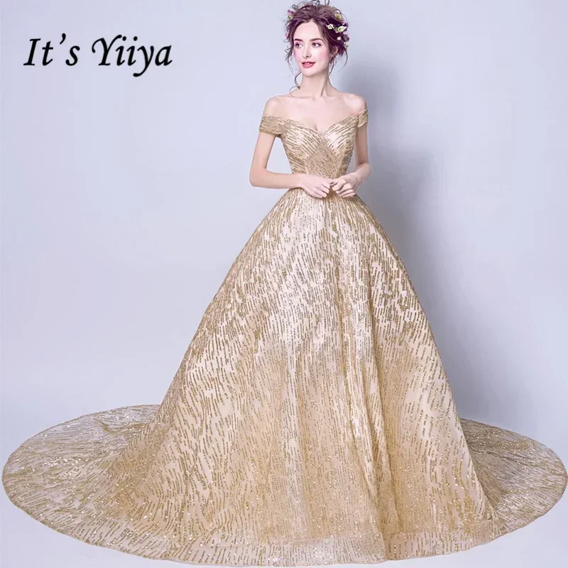 It's Yiiya Customized Evening Dresses Golden Bling Glitters Off the Shoulder Lace up Trailing Plus size Women Party Formal Gowns
It's Yiiya Customized Evening Dresses Golden Bling Glitters Off the Shoulder Lace up Trailing Plus size Women Party Formal Gowns