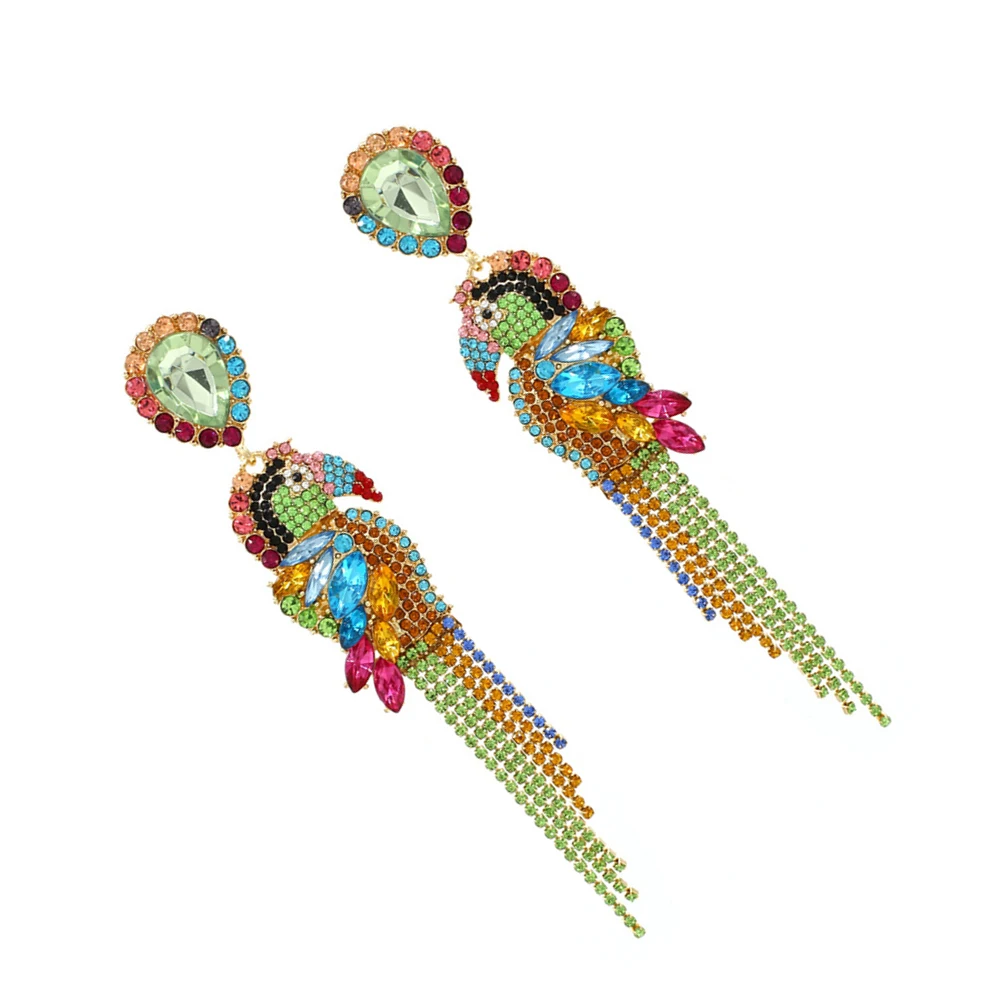 Diamond-inlaid Tassel Earrings Jewelry Decor Rhinestone Colorful Drop Eardrop Alloy Parrot Manual Earbob
Diamond-inlaid Tassel Earrings Jewelry Decor Rhinestone Colorful Drop Eardrop Alloy Parrot Manual Earbob