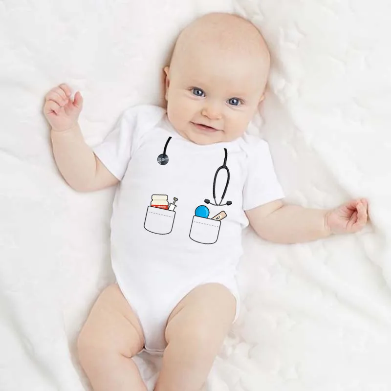 Cute Cartoon Stethoscope Print Baby Jumpsuit White Cotton Short Sleeve Bodyuit
Cute Cartoon Stethoscope Print Baby Jumpsuit White Cotton Short Sleeve Bodyuit