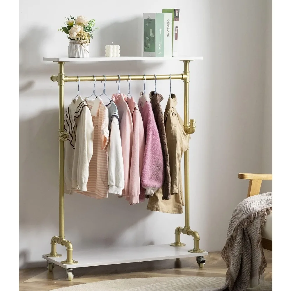 Child Clothing Rack, Kids Garment Rack Dress-up Closet, Rolling Pipe Open Clothes Rack with Storage Shelf, Industrial Wood Metal
Child Clothing Rack, Kids Garment Rack Dress-up Closet, Rolling Pipe Open Clothes Rack with Storage Shelf, Industrial Wood Metal