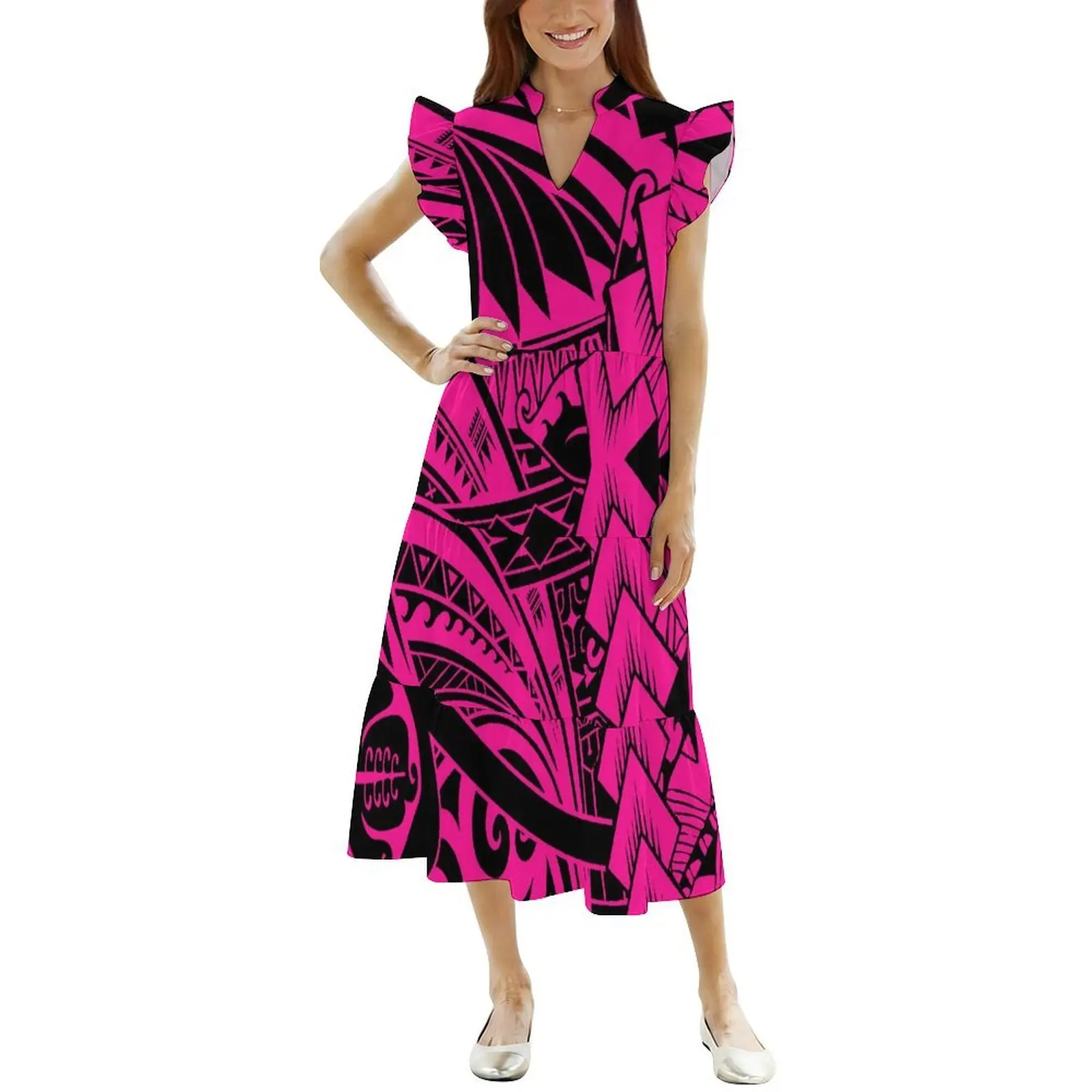 Летнее женское платье свободного кроя с цветочным принтом в полинезийском стиле, с рюшами, V-образным вырезом и многослойным дизайном, для торжественных вечерних мероприятий
Летнее женское платье свободного кроя с цветочным принтом в полинезийском стиле, с рюшами, V-образным вырезом и многослойным дизайном, для торжественных вечерних мероприятий