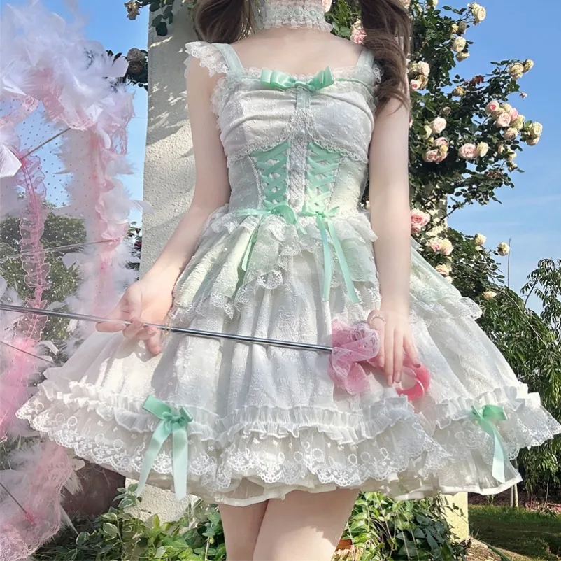 New Japanese Sweet Lolita Jsk Mini Dress Women Elegant Cute Bow Lace Bandage Princess Strap Dresses Girls Y2k Gothic Tea Party
New Japanese Sweet Lolita Jsk Mini Dress Women Elegant Cute Bow Lace Bandage Princess Strap Dresses Girls Y2k Gothic Tea Party