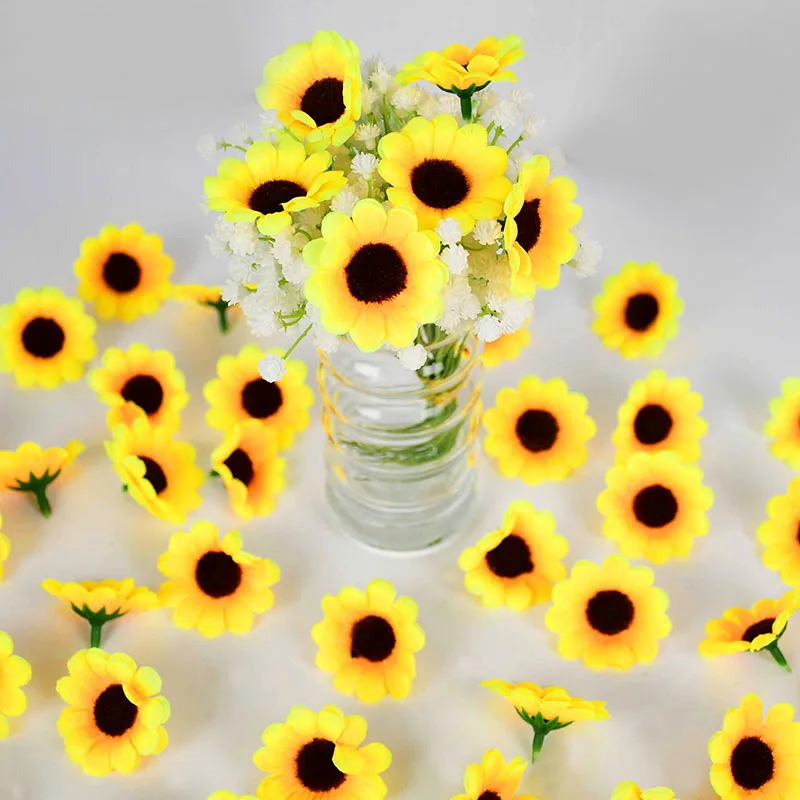 50Pcs 4.5cm Mini Artificial Silk Sunflower Daisy Flower Head DIY Wreath Scrapbooking Accessories Wedding Birthday Party Decor
50Pcs 4.5cm Mini Artificial Silk Sunflower Daisy Flower Head DIY Wreath Scrapbooking Accessories Wedding Birthday Party Decor