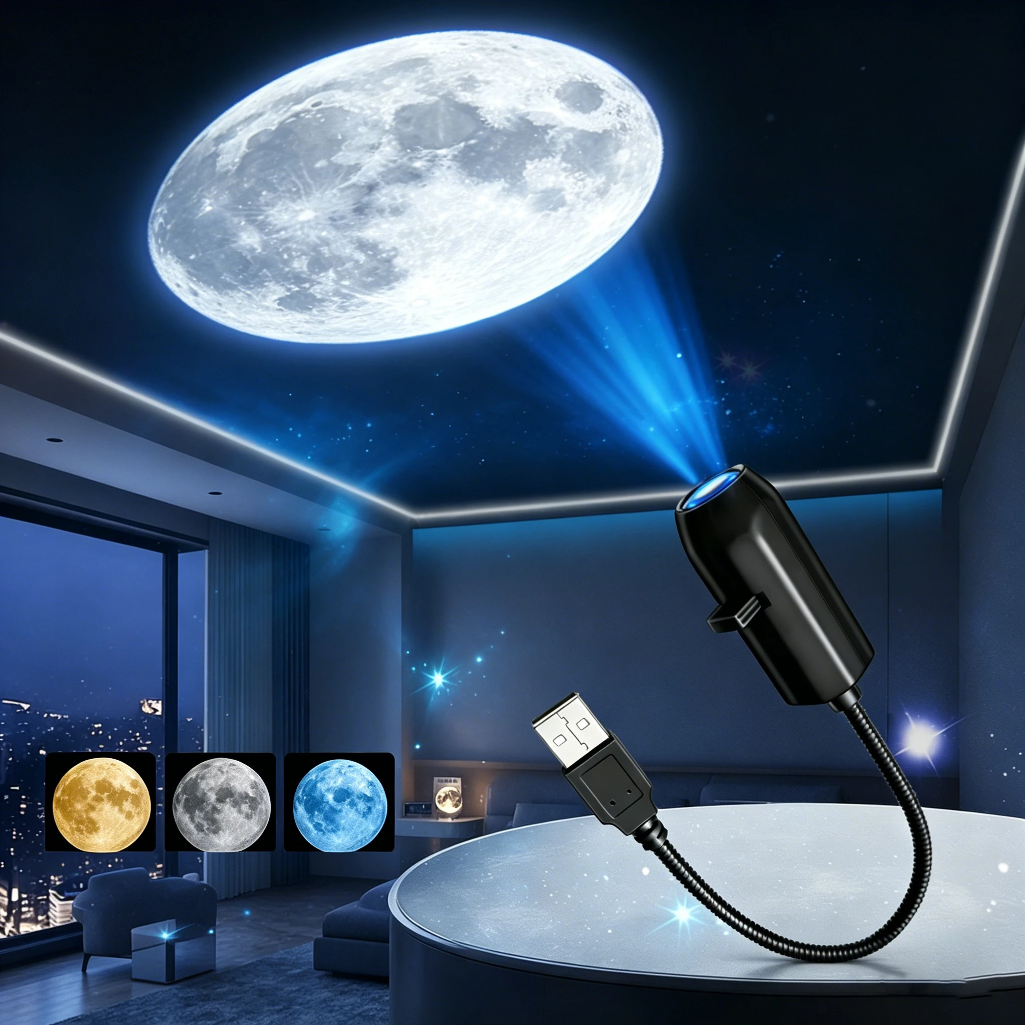 3 Color USB Moon Projection Light 5V Direct Insertion Planetary Lamp 3 Types Theme Replacement for Ceiling Wall Atmosphere Decor
3 Color USB Moon Projection Light 5V Direct Insertion Planetary Lamp 3 Types Theme Replacement for Ceiling Wall Atmosphere Decor