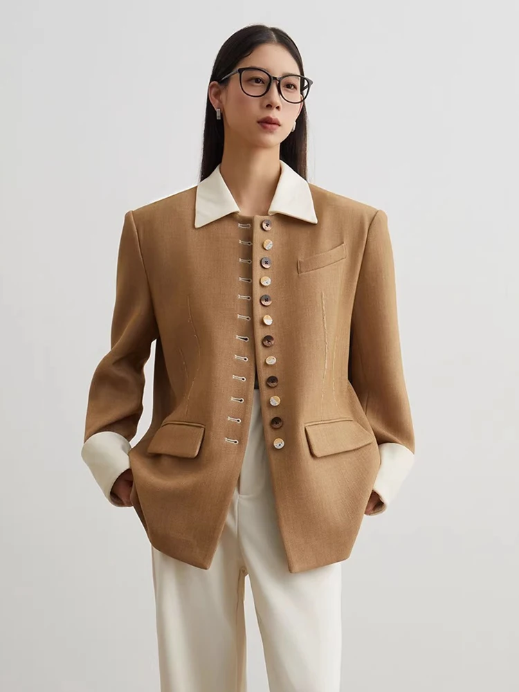 Loose Casual Blazer for Women, LongSleeve Button Suit Jacket with Contrast Lapel, Elegant Business Outerwear Coat костюм женский
Loose Casual Blazer for Women, LongSleeve Button Suit Jacket with Contrast Lapel, Elegant Business Outerwear Coat костюм женский